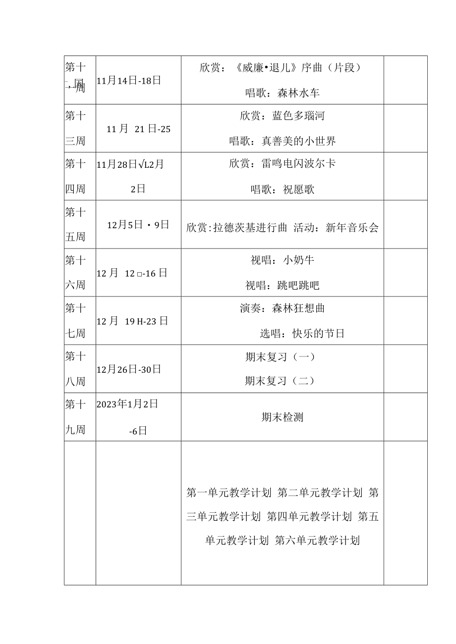 五年级音乐课件：五年级音乐课时分配表.docx_第2页