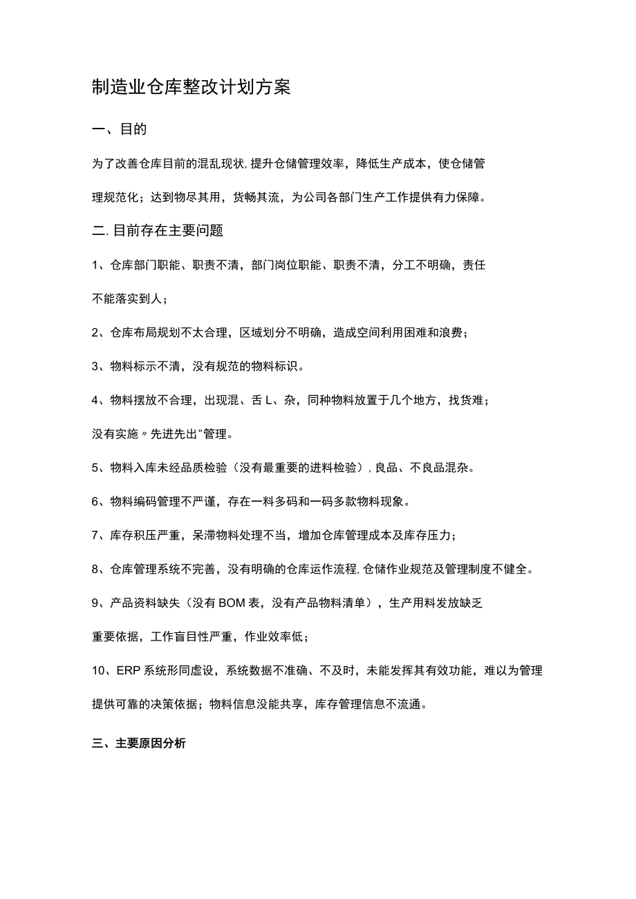 制造业仓库整改计划方案.docx_第1页