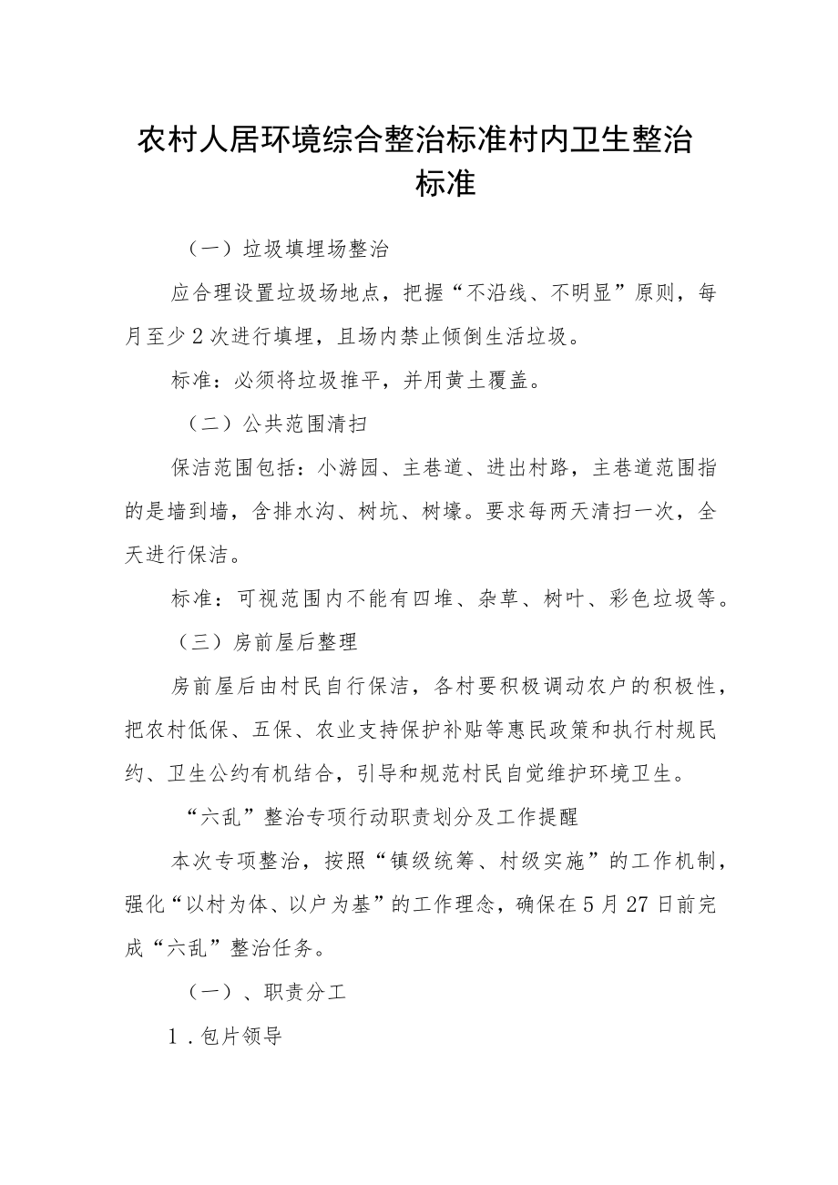 农村人居环境综合整治标准村内卫生整治标准.docx_第1页