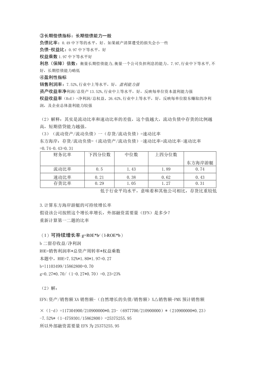 公司理财—东方海岸游艇公司案例解答.docx_第2页