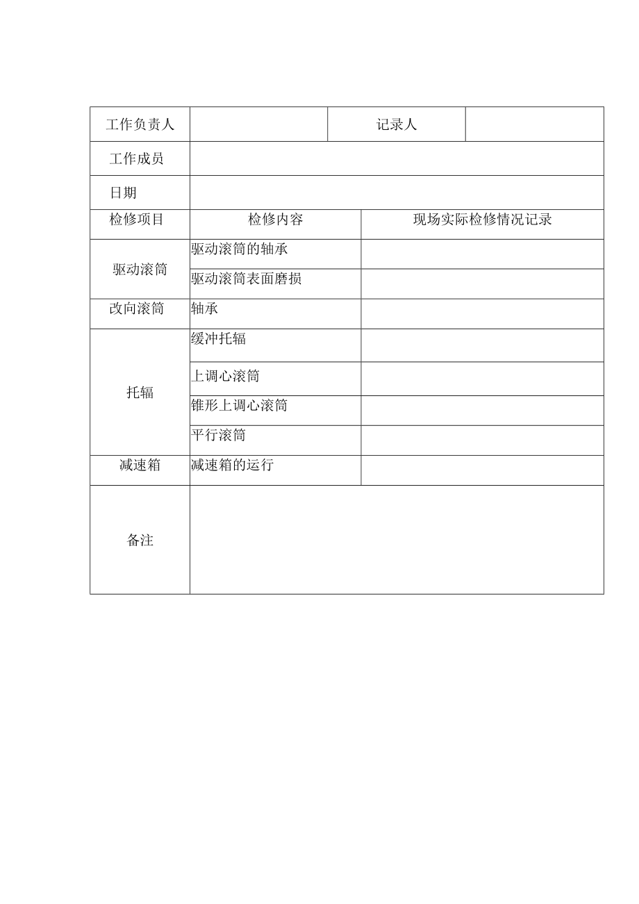 固定带式输送机检修作业技术记录表.docx_第2页