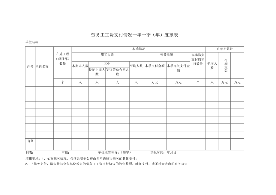 劳务工工资支付情况年度报表.docx_第1页