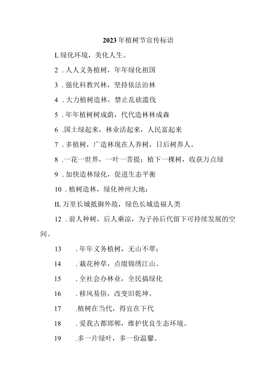 学校2023年植树节宣传标语 精编（4份）.docx_第1页