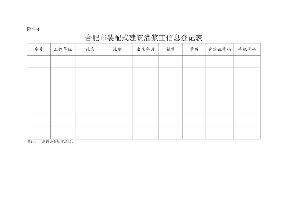 合肥市装配式建筑灌浆工信息登记表.docx_第1页