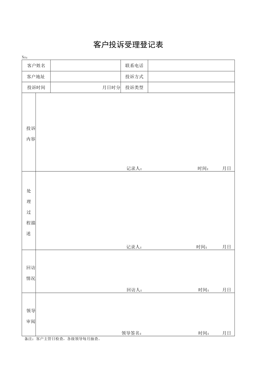 客户投诉受理登记表.docx_第1页