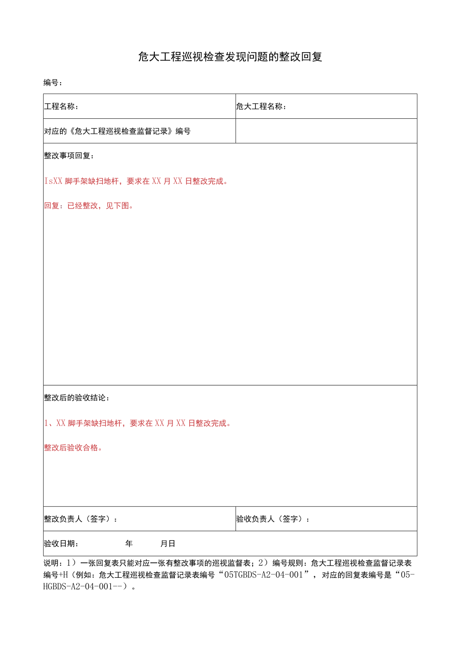 危大工程巡视检查监督记录、问题整改回复记录.docx_第2页