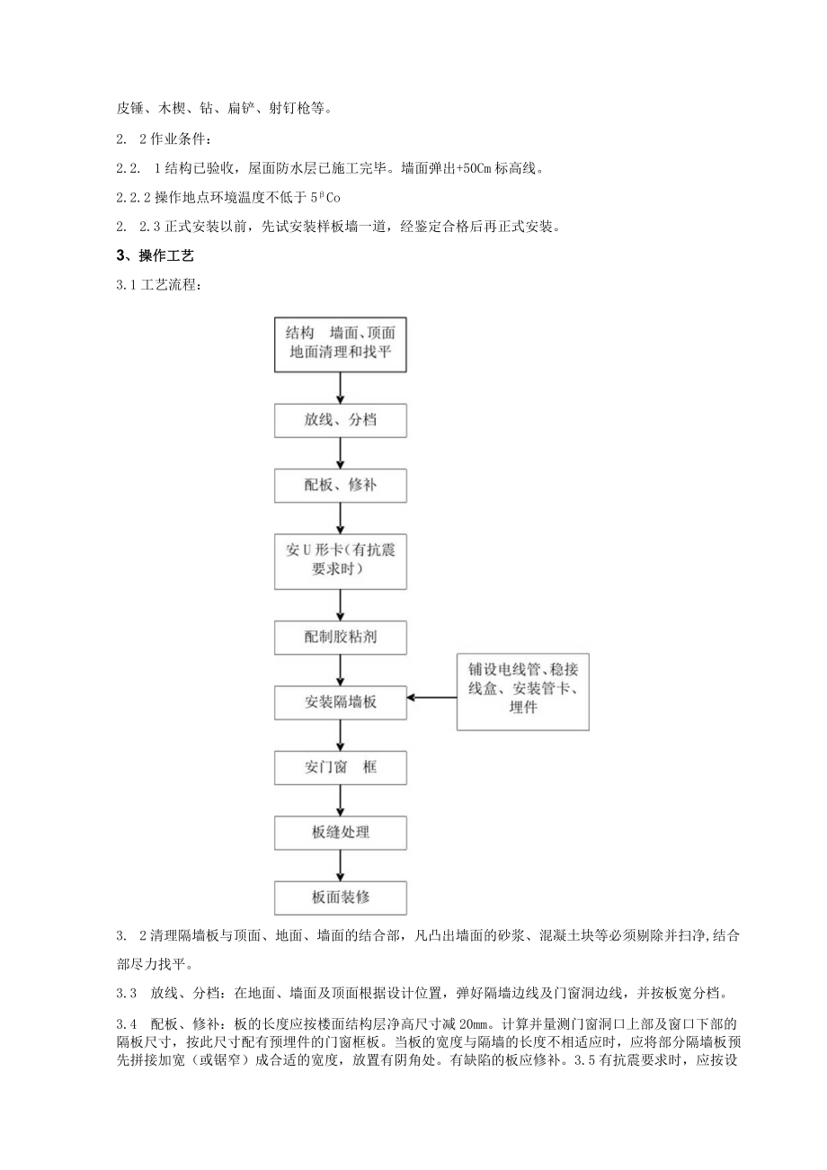 增强水泥空心条板隔墙分项工程质量管理技术交底模板.docx_第2页