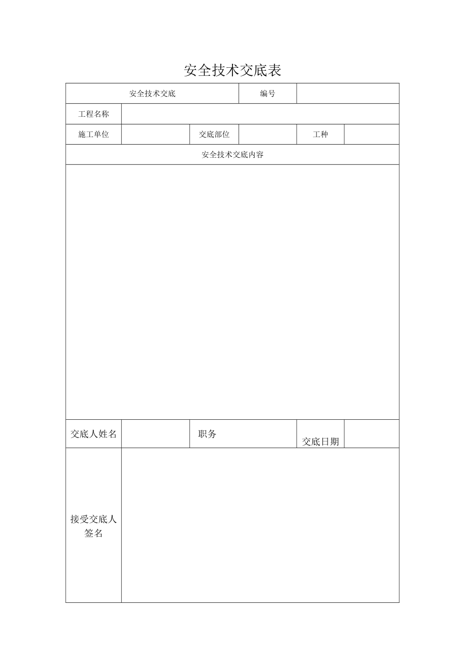 安全技术交底表模板.docx_第1页