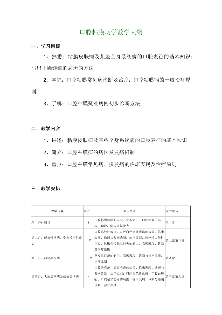 华北理工口腔粘膜病学教学大纲.docx_第1页