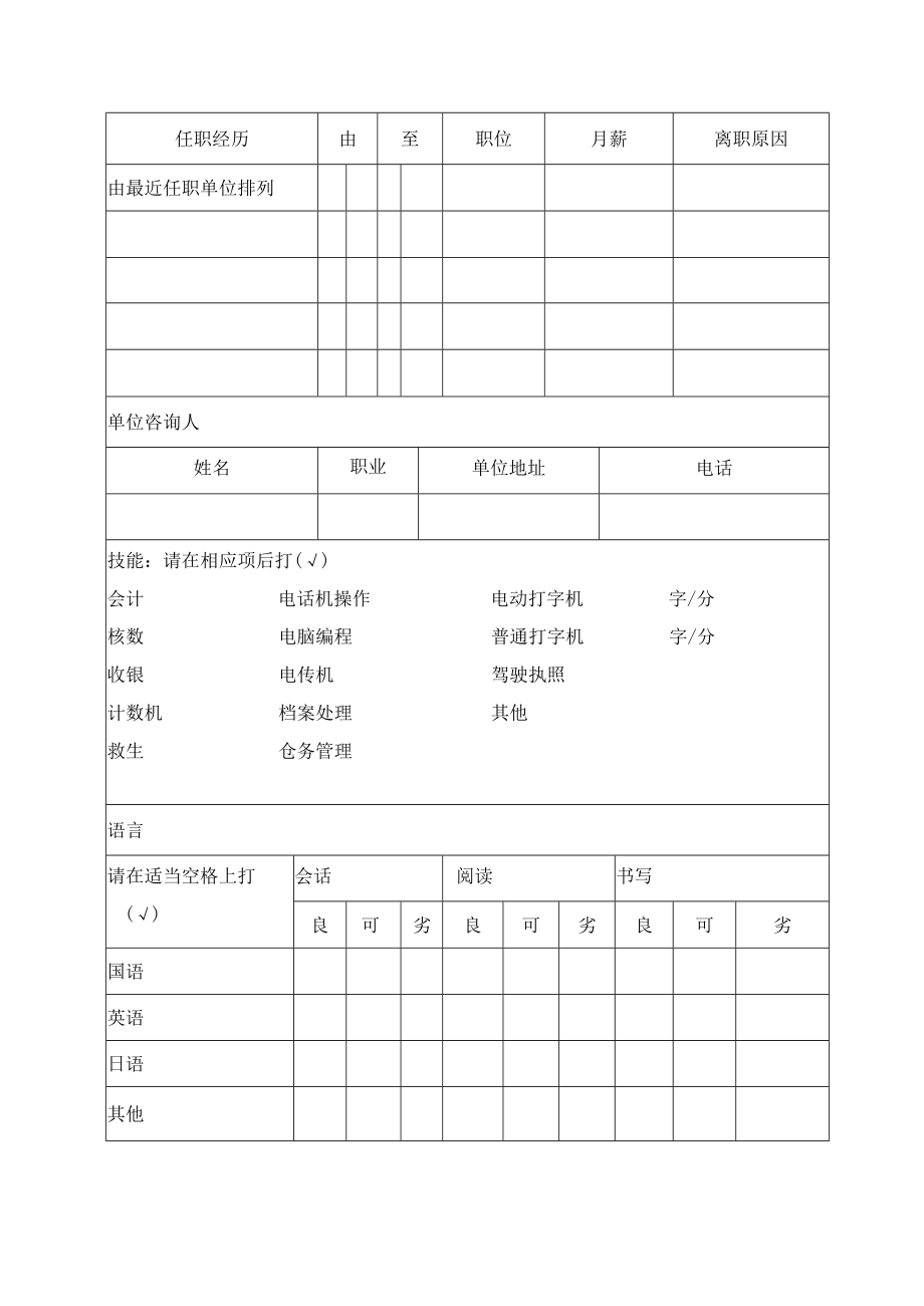 员工求职申请表.docx_第2页