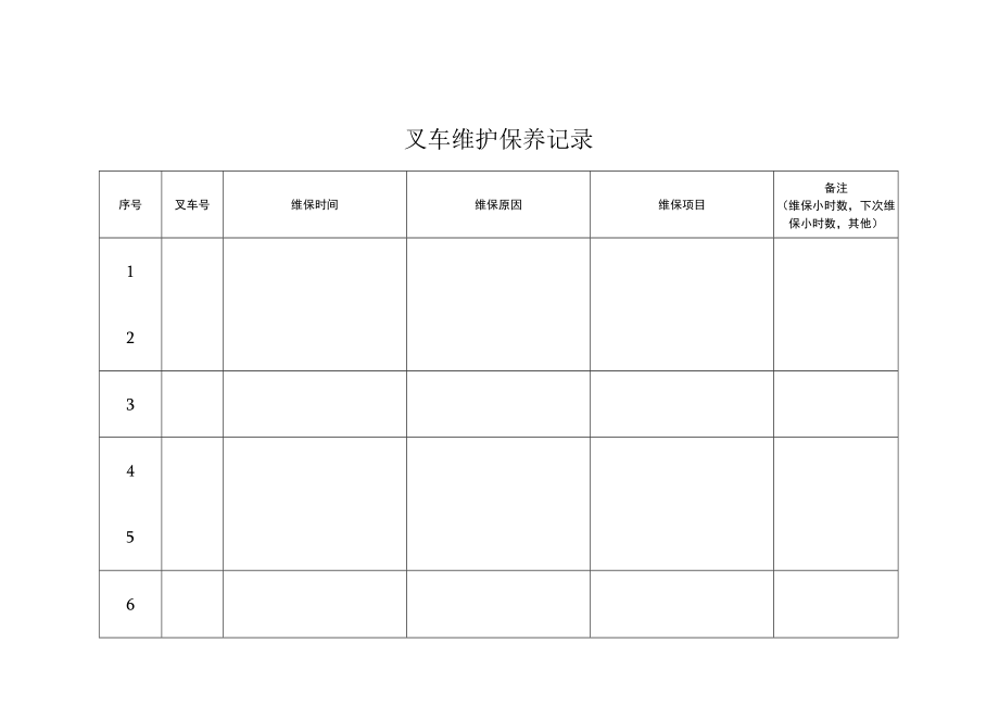 叉车维护保养记录（不可修改可打印）.docx_第1页