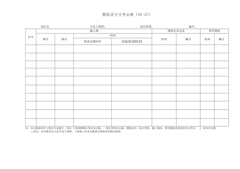 图纸设计文件台账.docx_第1页