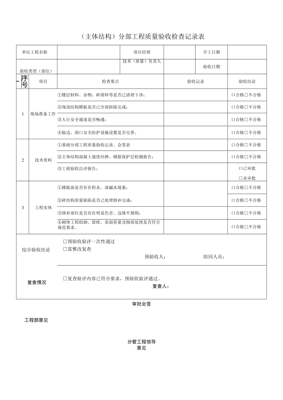 建筑施工分部预验收表（基础 主体）.docx_第2页