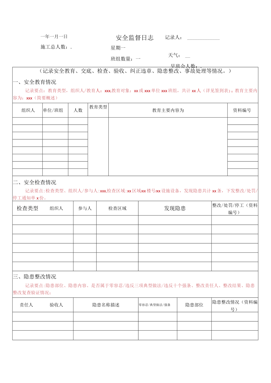 安全监督日志参考模板.docx_第1页