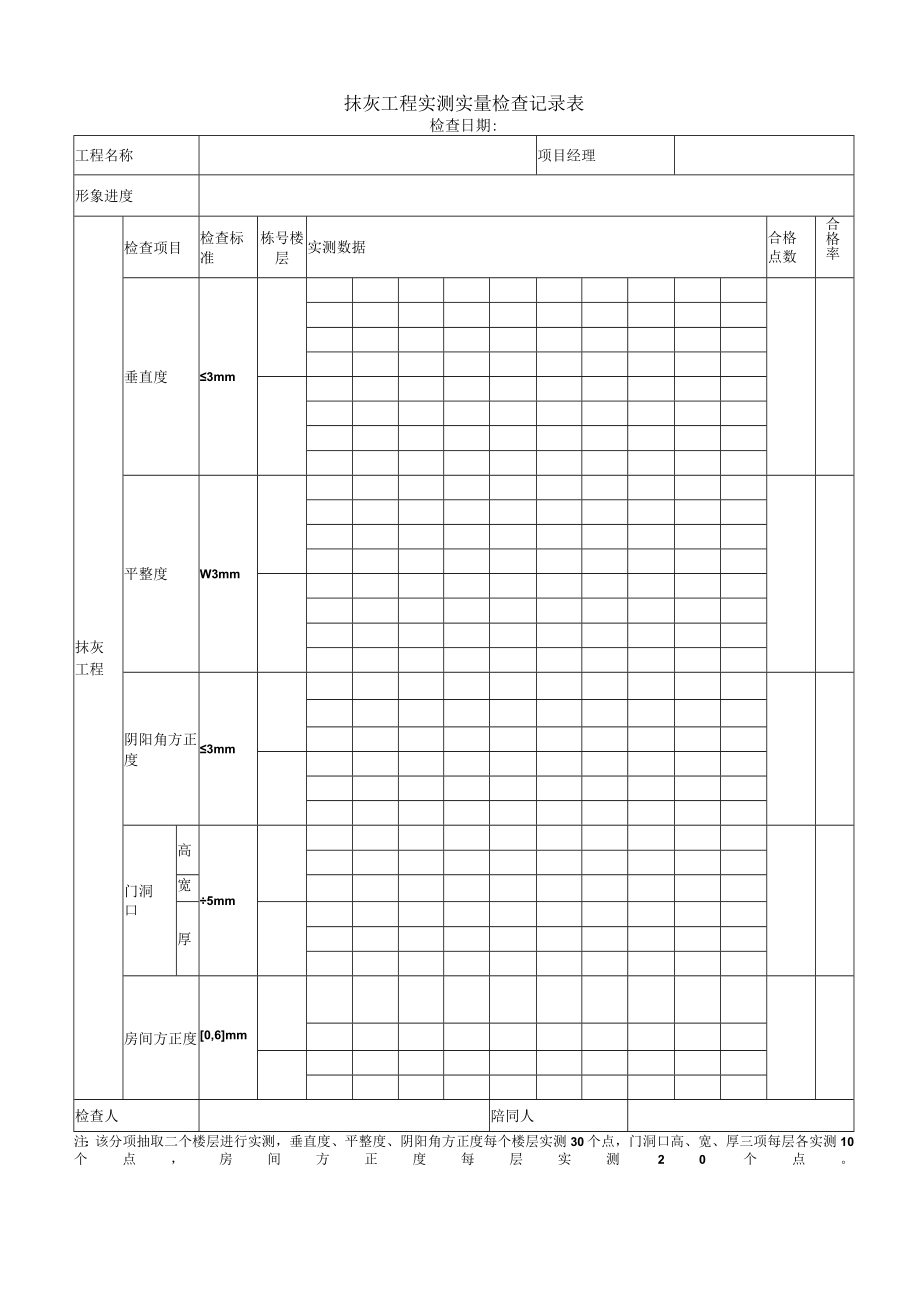 抹灰工程实测实量检查记录表.docx_第1页