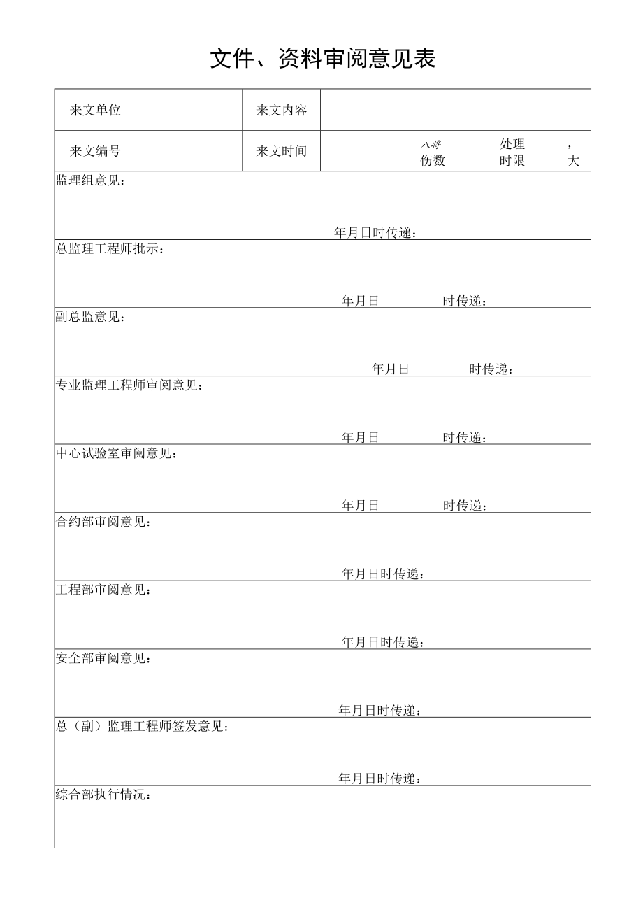 文件、资料审阅意见表.docx_第1页