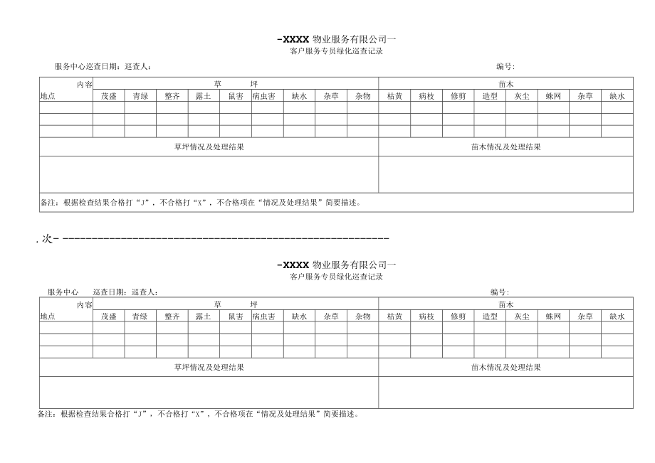 客户服务专员绿化巡查记录.docx_第1页