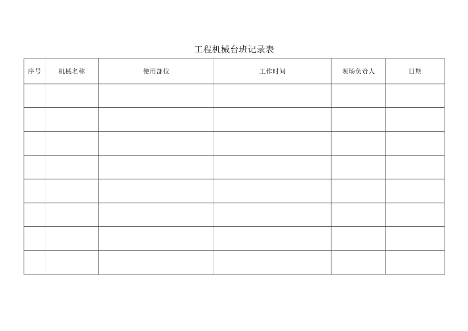 工程机械台班记录表.docx_第1页
