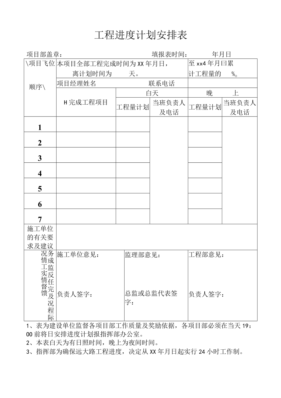 日工程进度计划安排表.docx_第1页