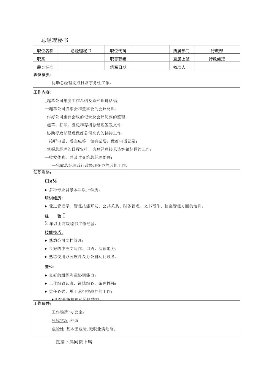 总经理秘书岗位职责说明.docx_第1页