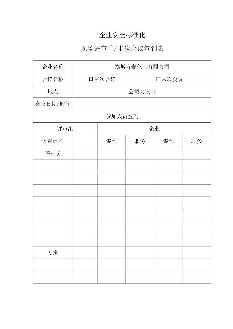 安全标准化评审会议签到表.docx_第1页