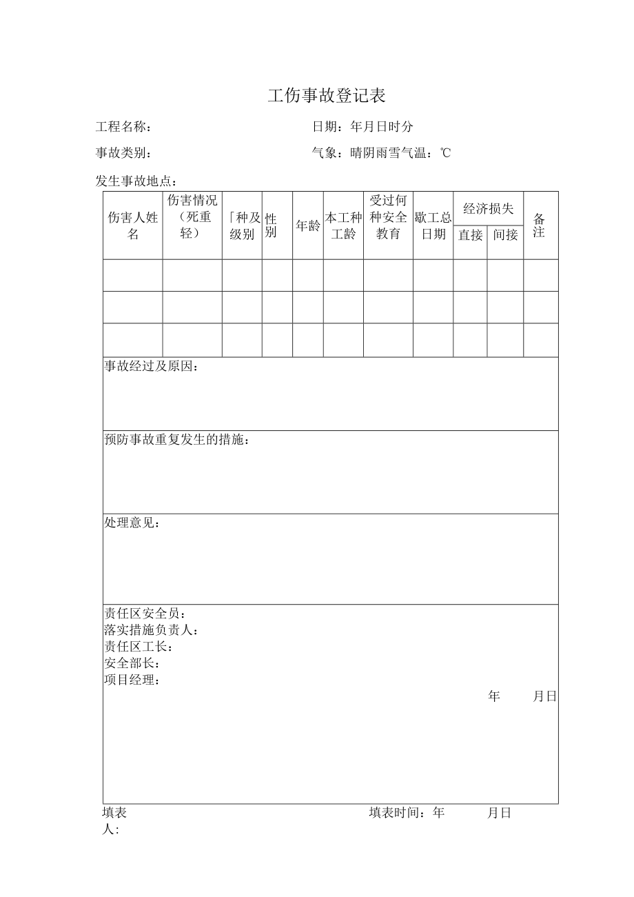 工伤事故登记表.docx_第1页