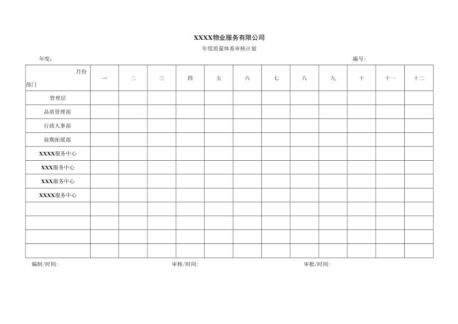 年度质量体系审核计划.docx_第1页