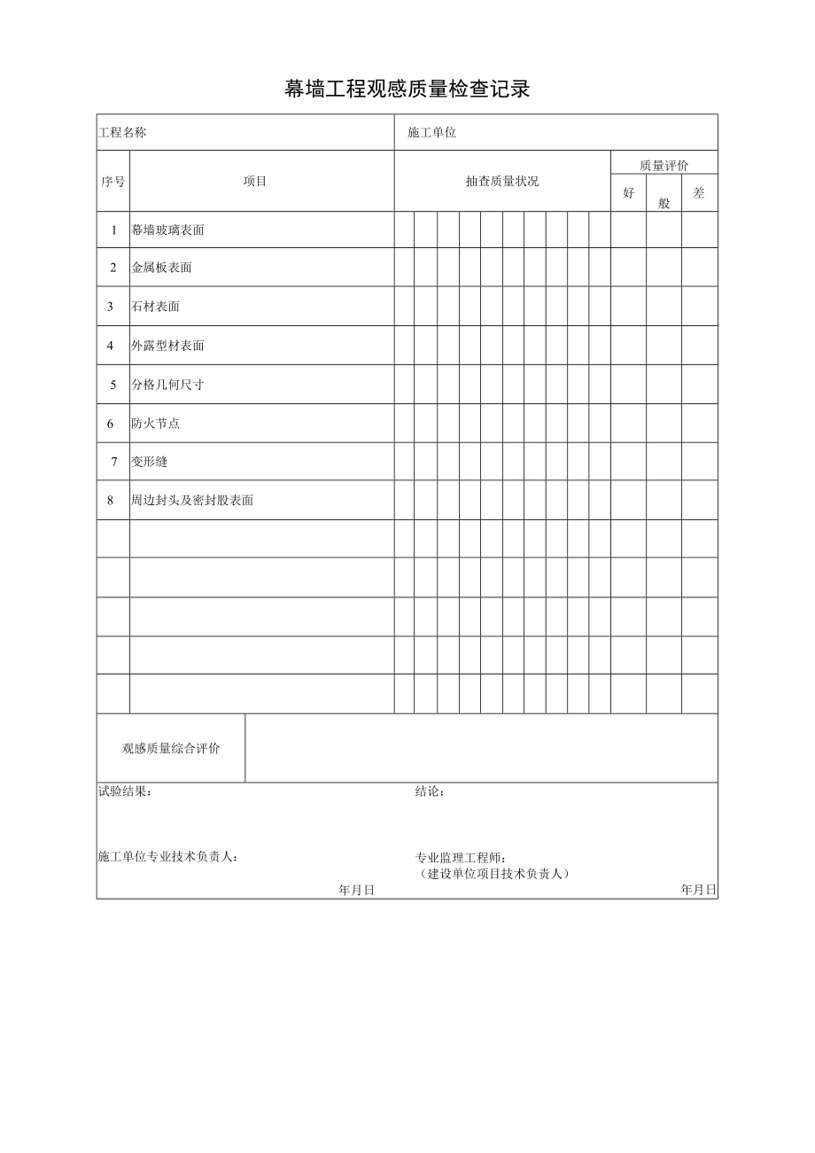 幕墙工程观感质量检查记录.docx_第1页