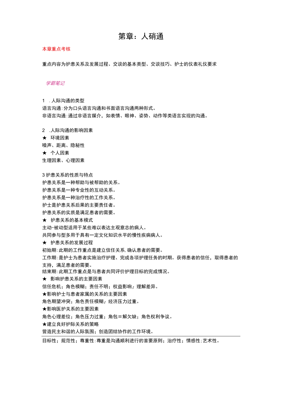 护士执业资格考试学霸笔记21人际沟通.docx_第1页