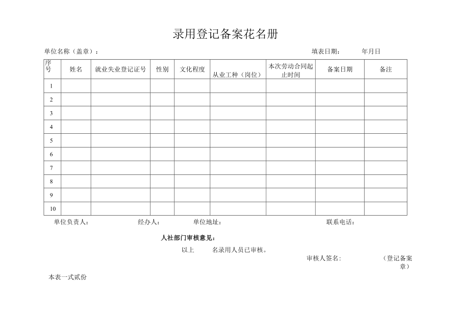 录用登记备案花名册.docx_第1页