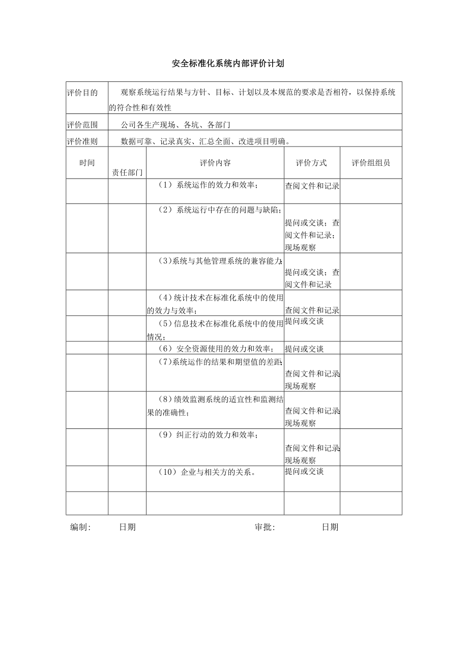 安全标准化系统内部评价计划、记录.docx_第1页