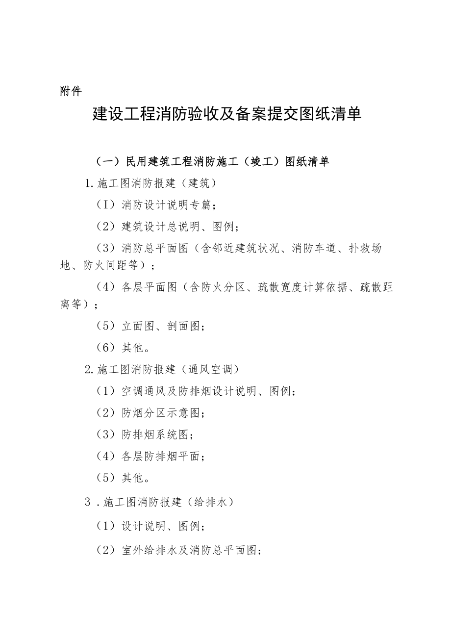 建设工程消防验收及备案提交图纸清单.docx_第1页