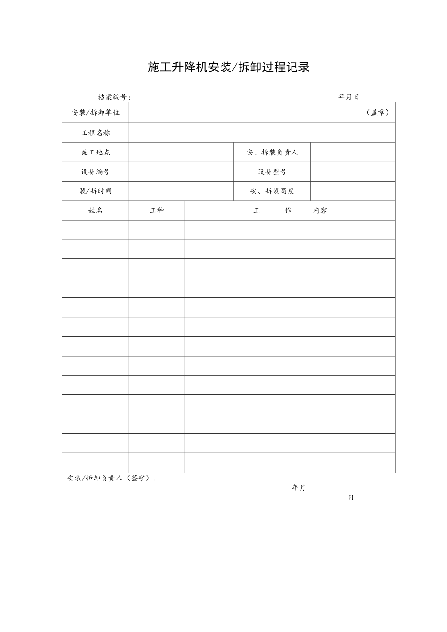 施工升降机安装、拆卸过程记录表.docx_第1页