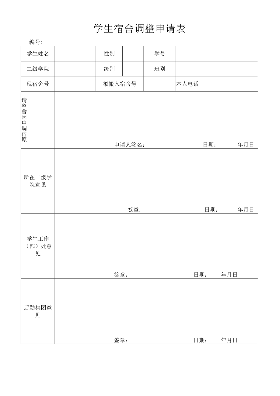 学生宿舍调整申请表.docx_第1页