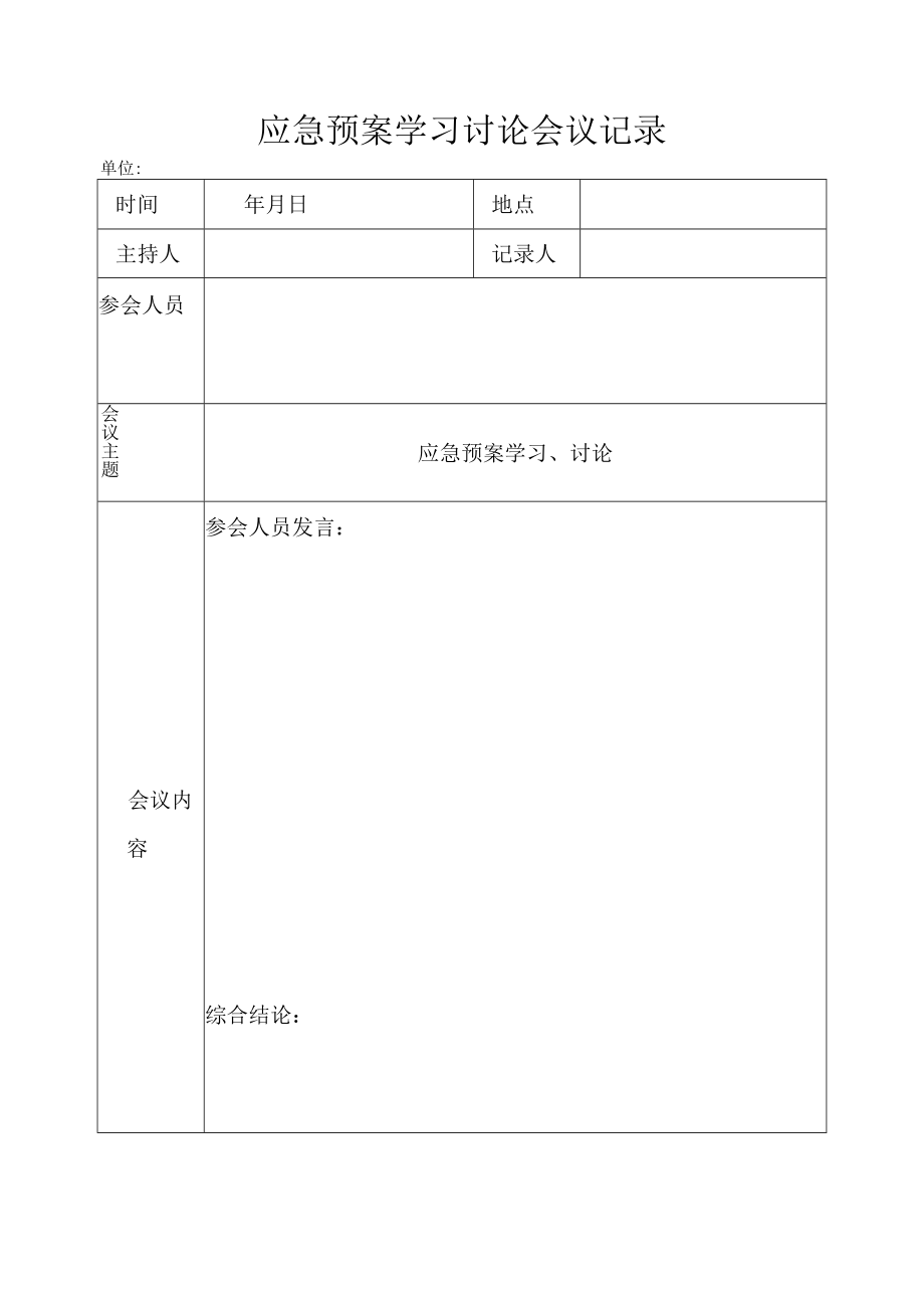 应急预案学习讨论会议记录.docx_第1页