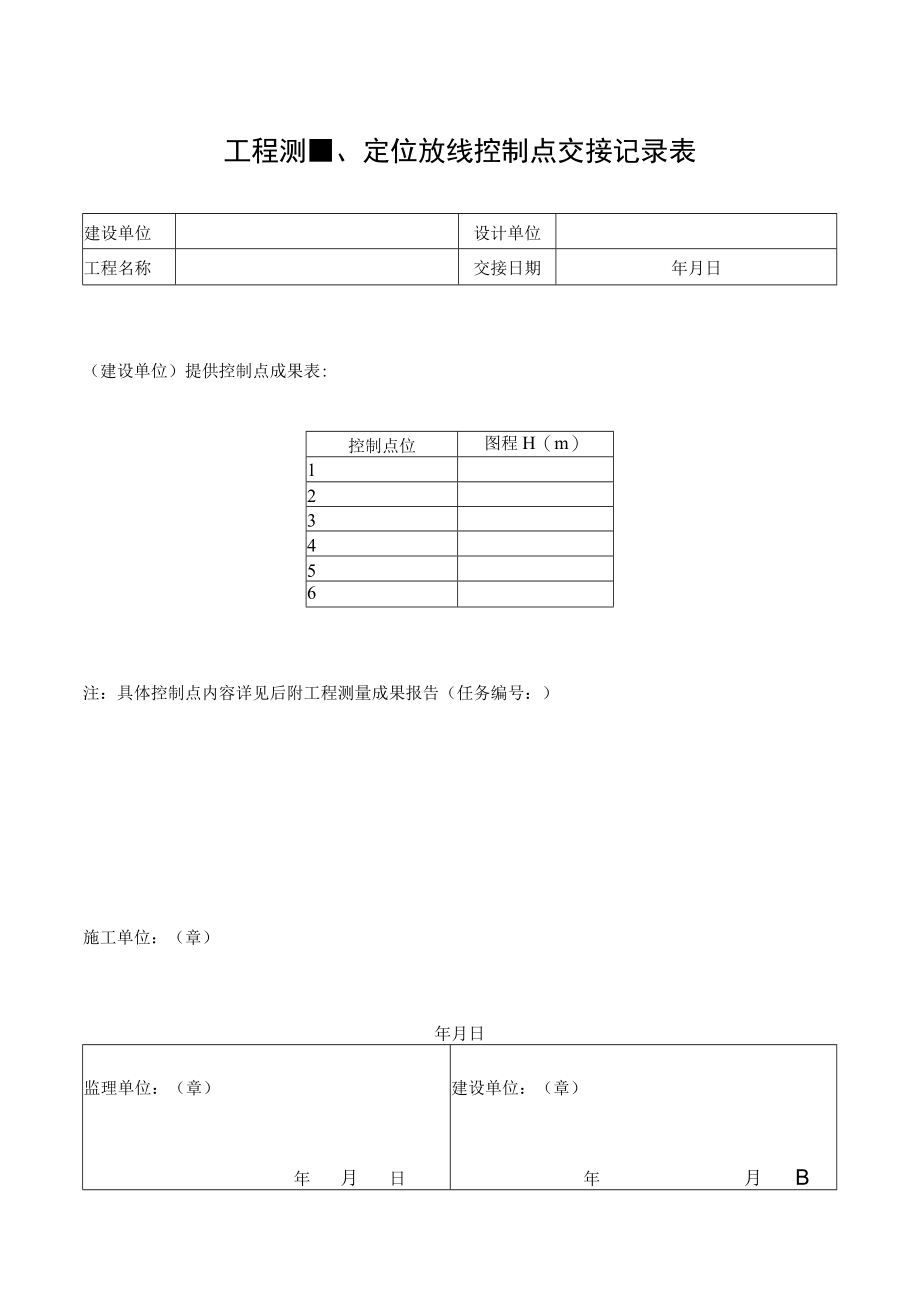 工程测量、定位放线控制点交接记录表.docx_第1页