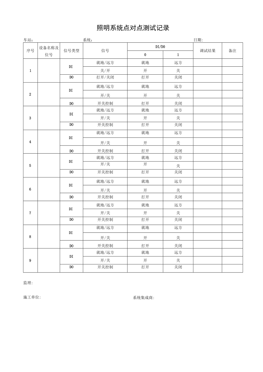 照明系统点对点测试记录.docx_第1页