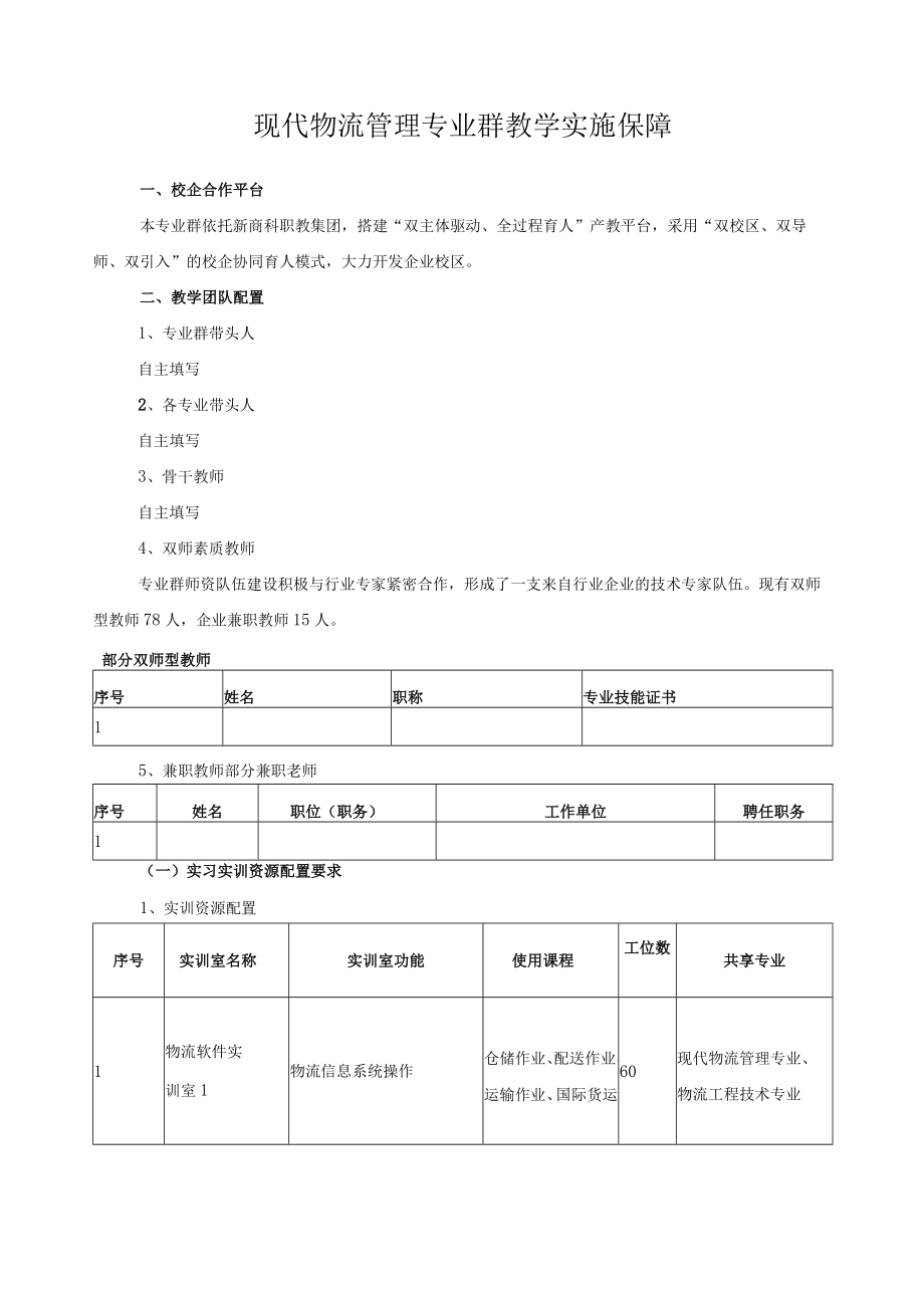 现代物流管理专业群教学实施保障.docx_第1页