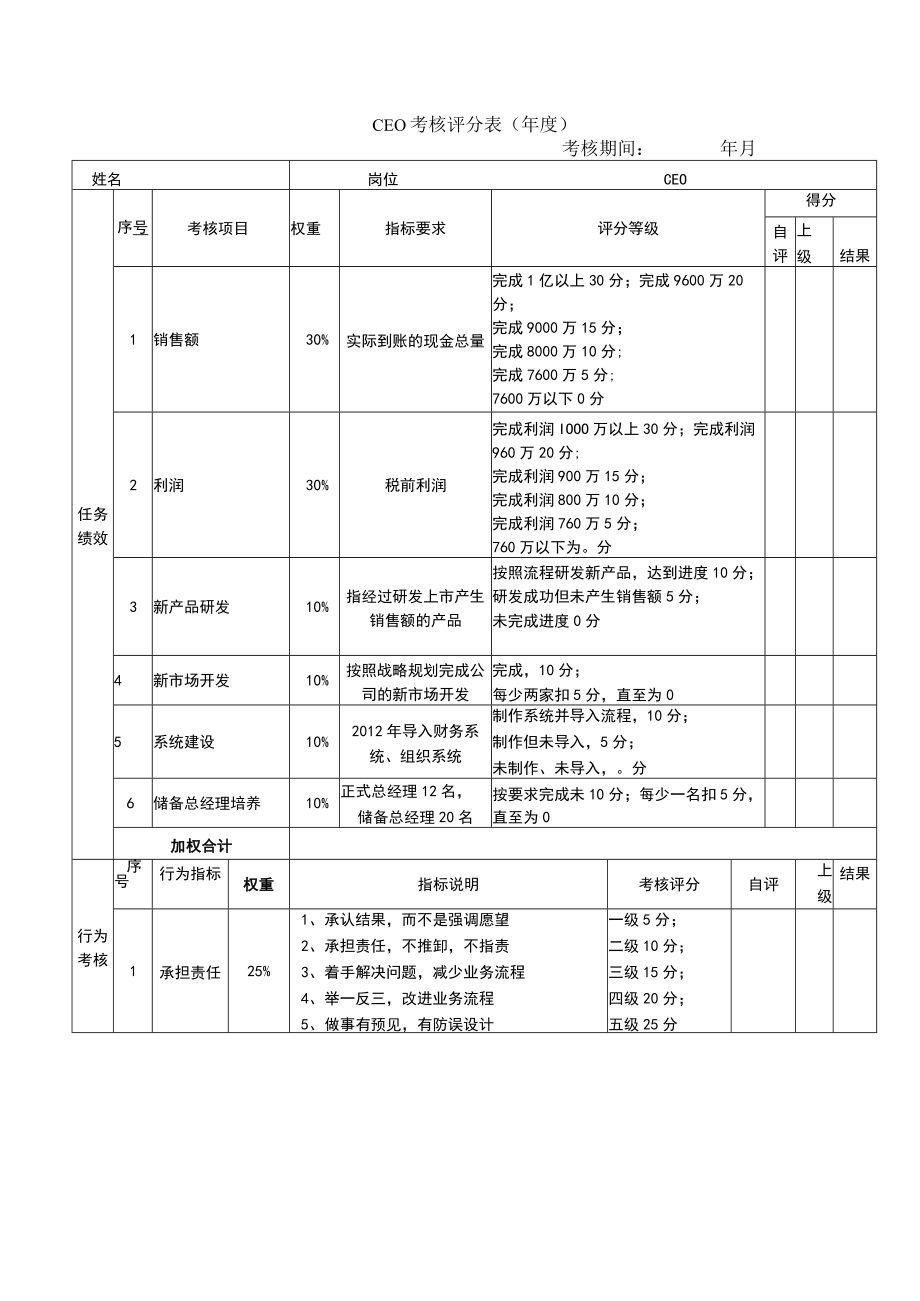 年度绩效考核表（CTO.CEO）.docx_第3页