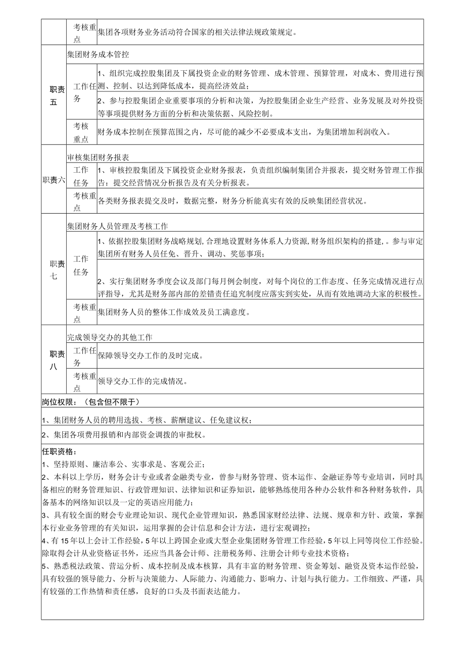 1集团财务中心总经理岗位说明书.docx_第2页