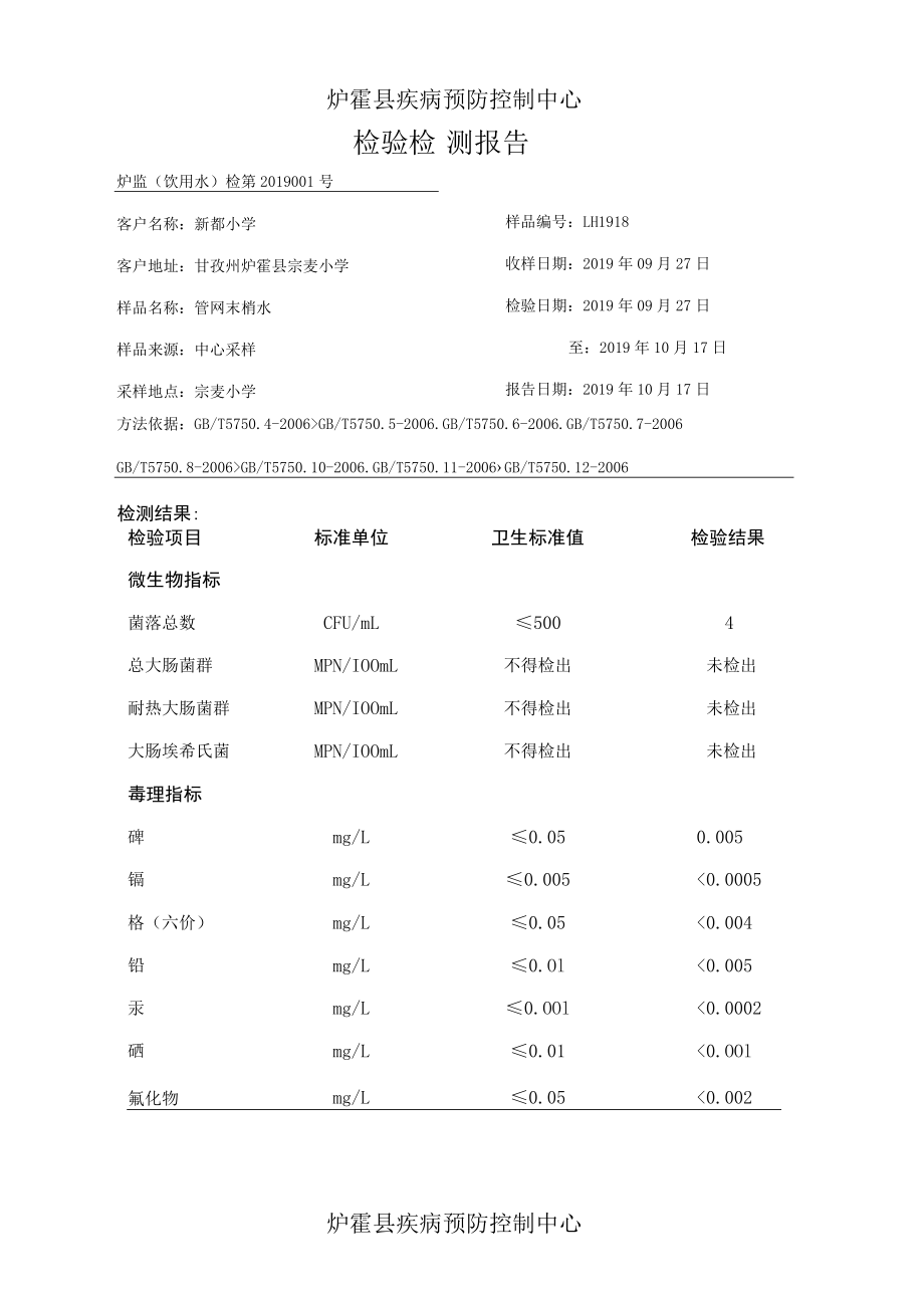 炉霍县疾病预防控制中心检验检测报告.docx_第1页