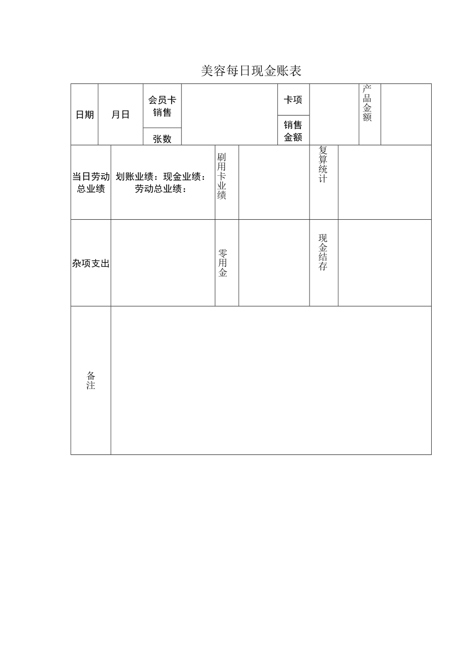 美容每日现金账表.docx_第1页