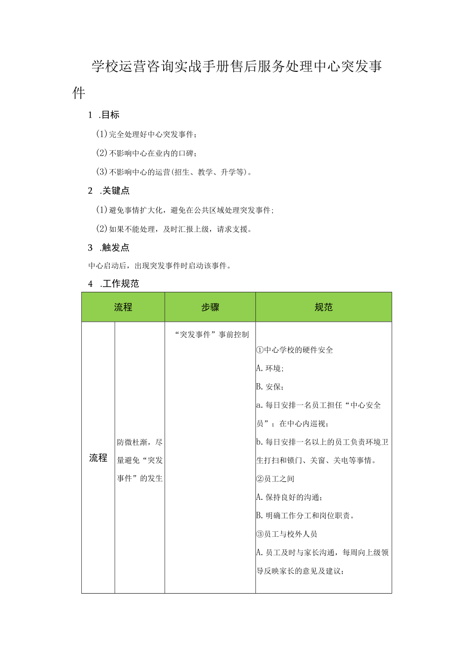 学校运营咨询实战手册售后服务处理中心突发事件.docx_第1页