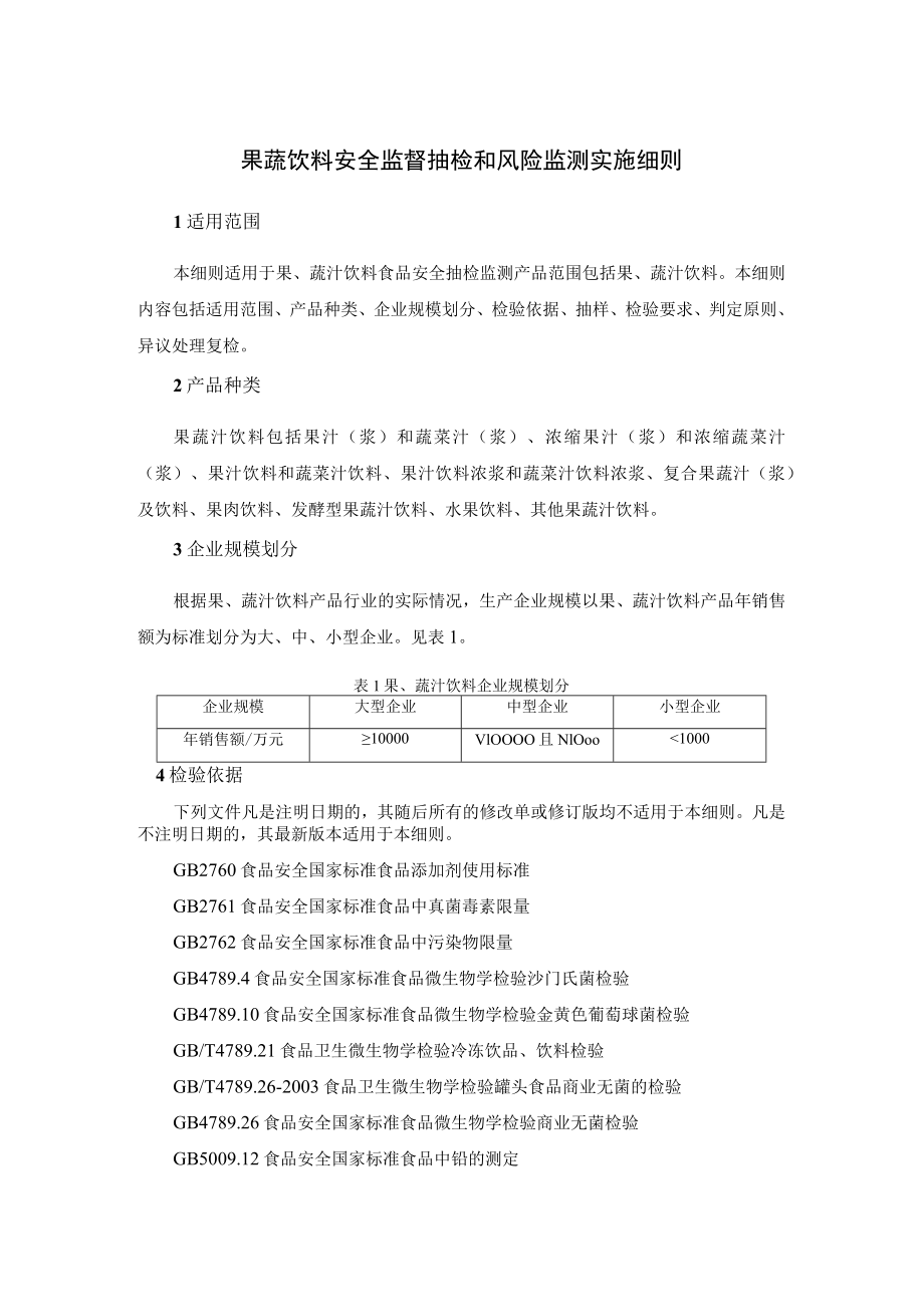 果蔬饮料安全监督抽检和风险监测实施细则.docx_第1页