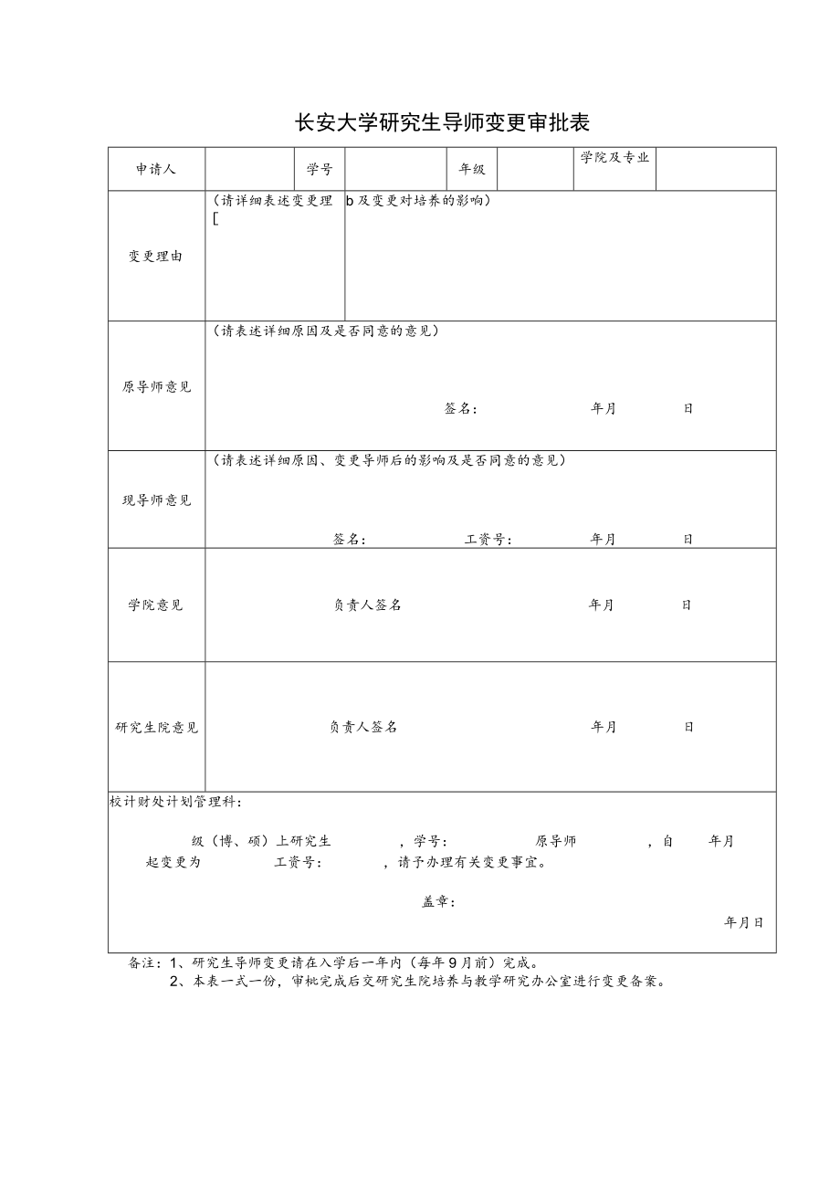 长安大学研究生导师变更审批表.docx_第1页