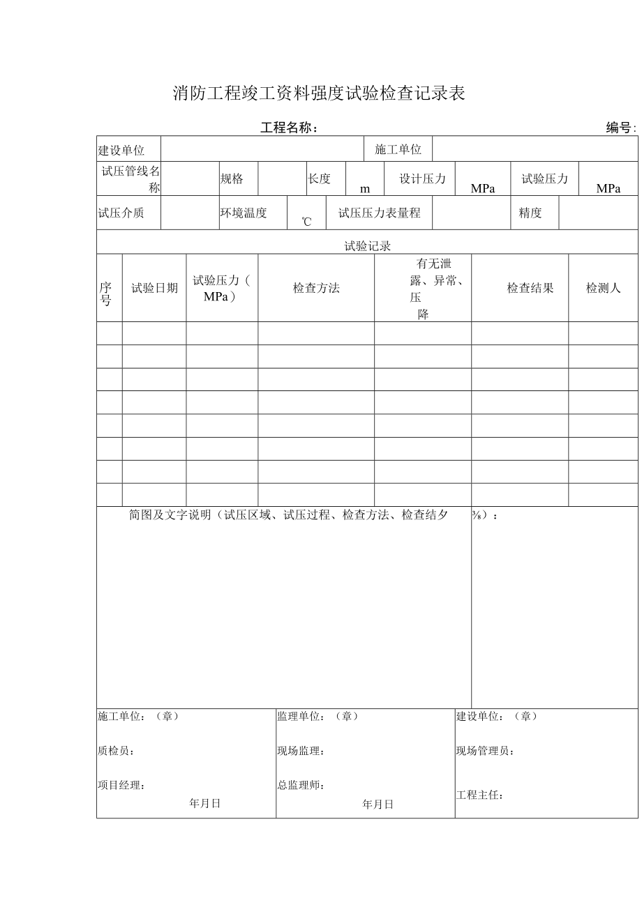 消防工程竣工资料强度试验检查记录表.docx_第1页