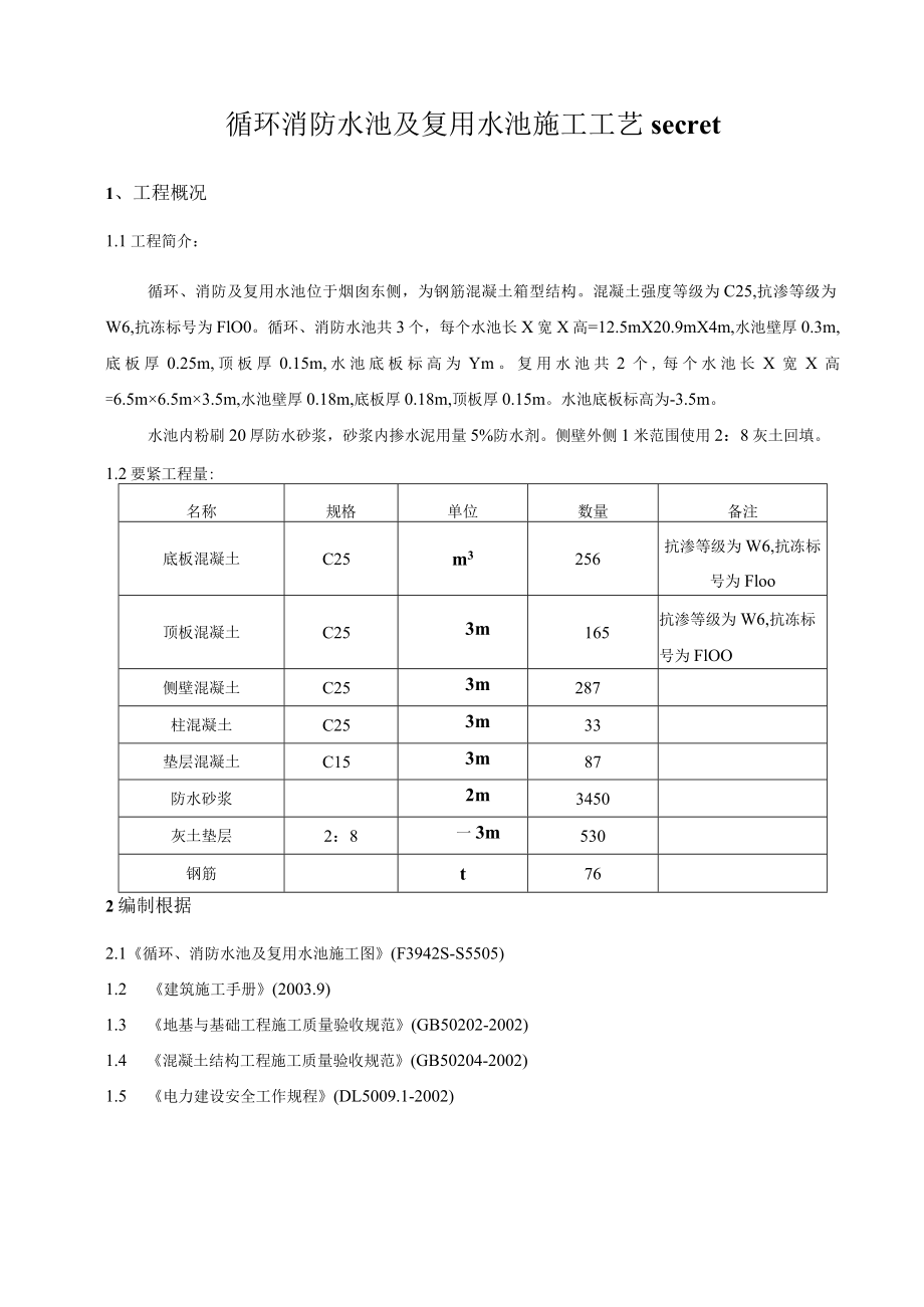 循环消防水池及复用水池施工工艺secret.docx_第1页