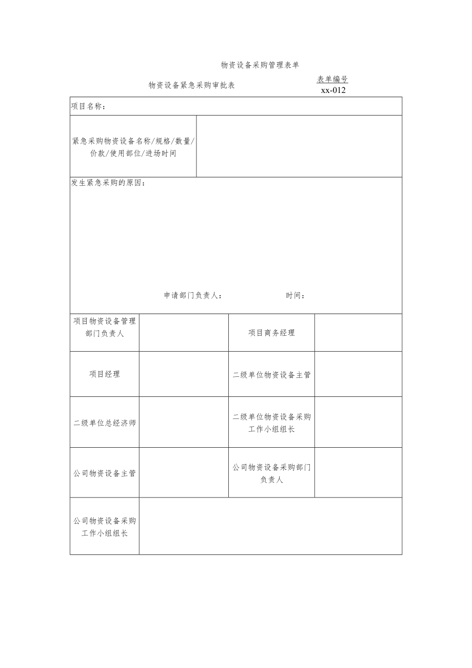 物资设备紧急采购审批表.docx_第1页