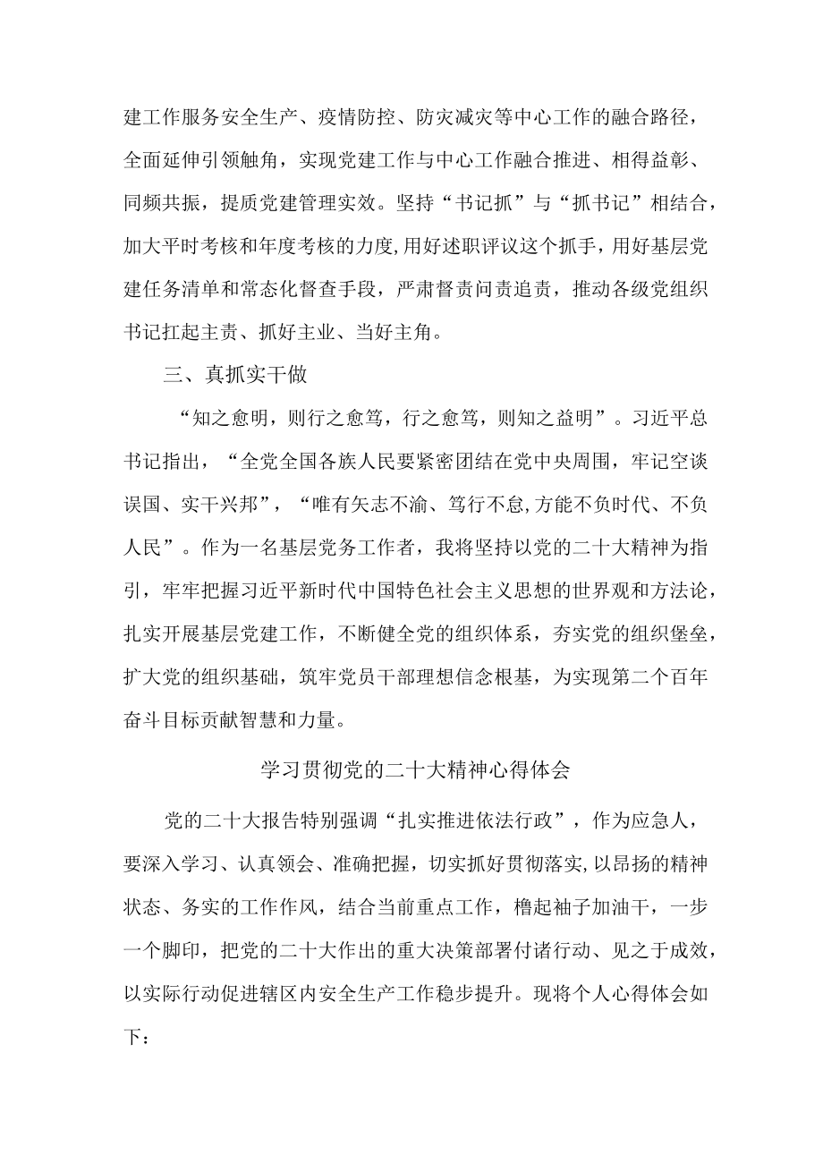 应急管理局基层个人学习贯彻党的二十大精神心得体会三篇.docx_第3页