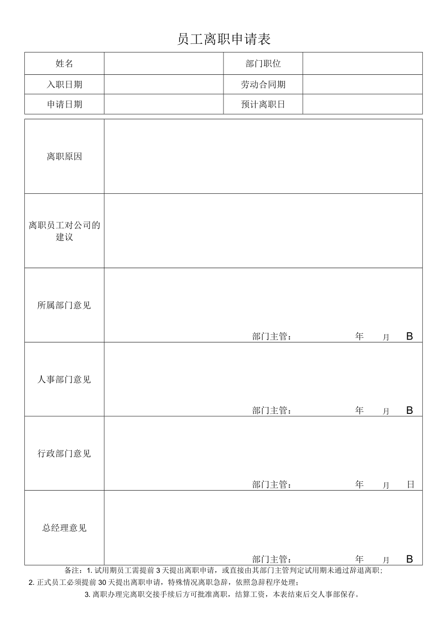 员工离职申请表.docx_第1页